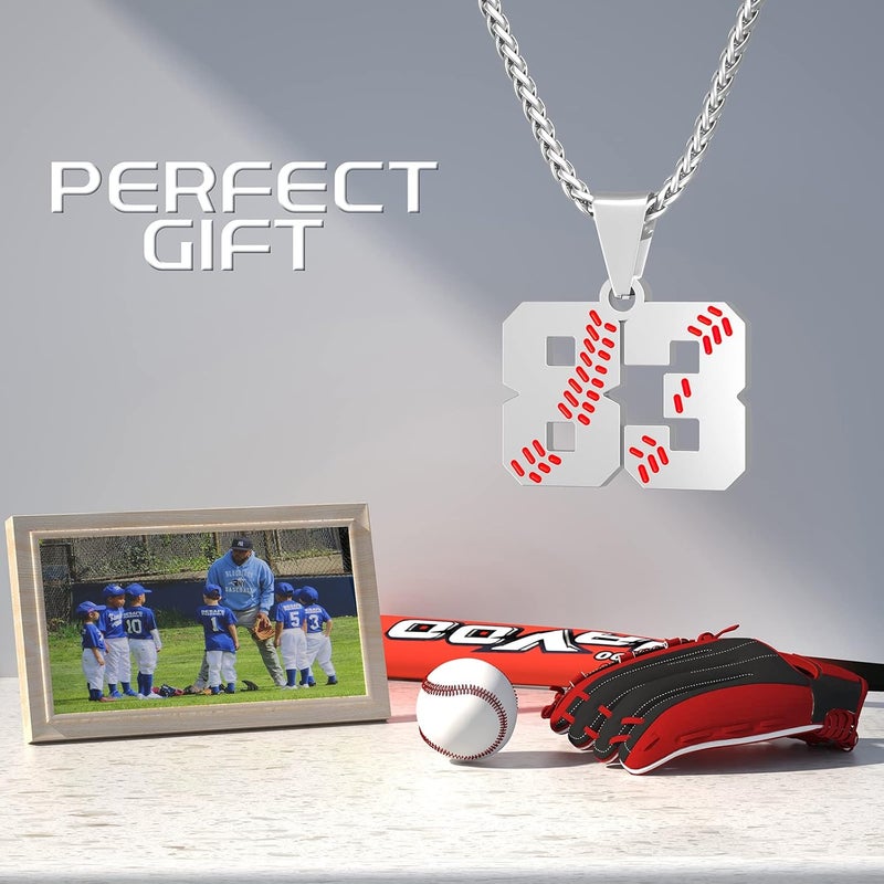 Wikavanli Personalized Baseball Jersey Number 00-99 Necklace - Stainless Steel Baseball Chain Pendant Necklace - Team Jewelry Gift for Boys, Girls, Men, Women - Image 4